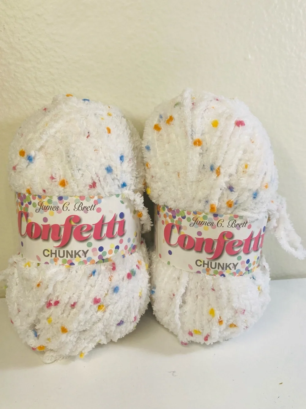 2 NWT (200g total) James C Brett Coinfetti Chunky Multi-Color Chenille Yarn